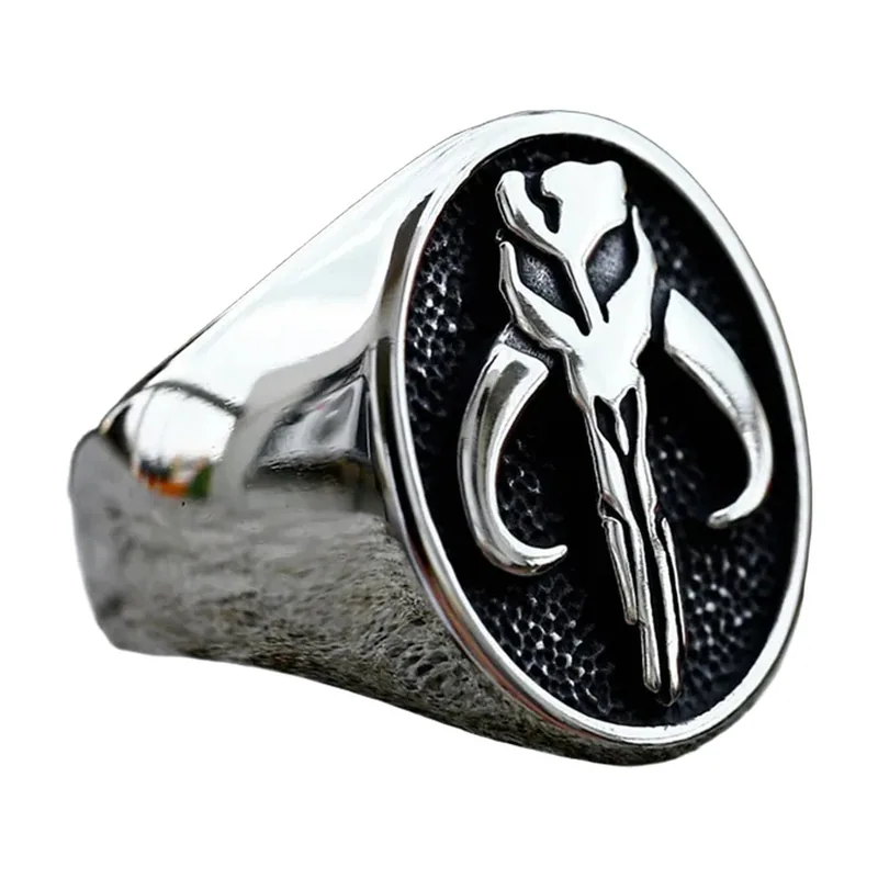 Anello Sigillo con Teschio e Dettagli Texture, Acciaio Inossidabile