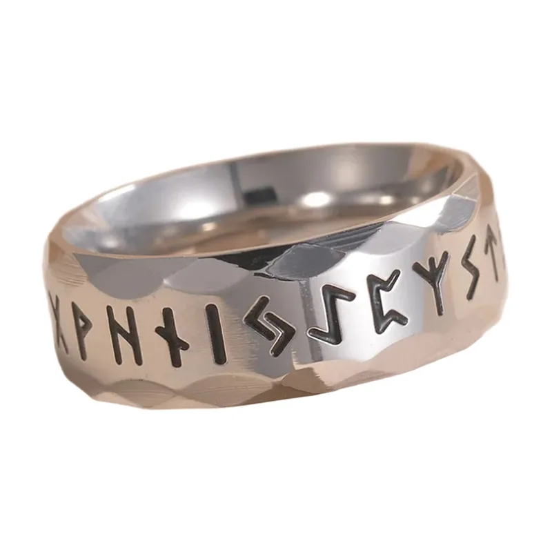 Wikinger Runenring für Herren, Edelstahl