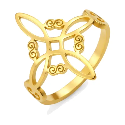 Hexenknoten Ring in Gold-Optik, 316L Edelstahl