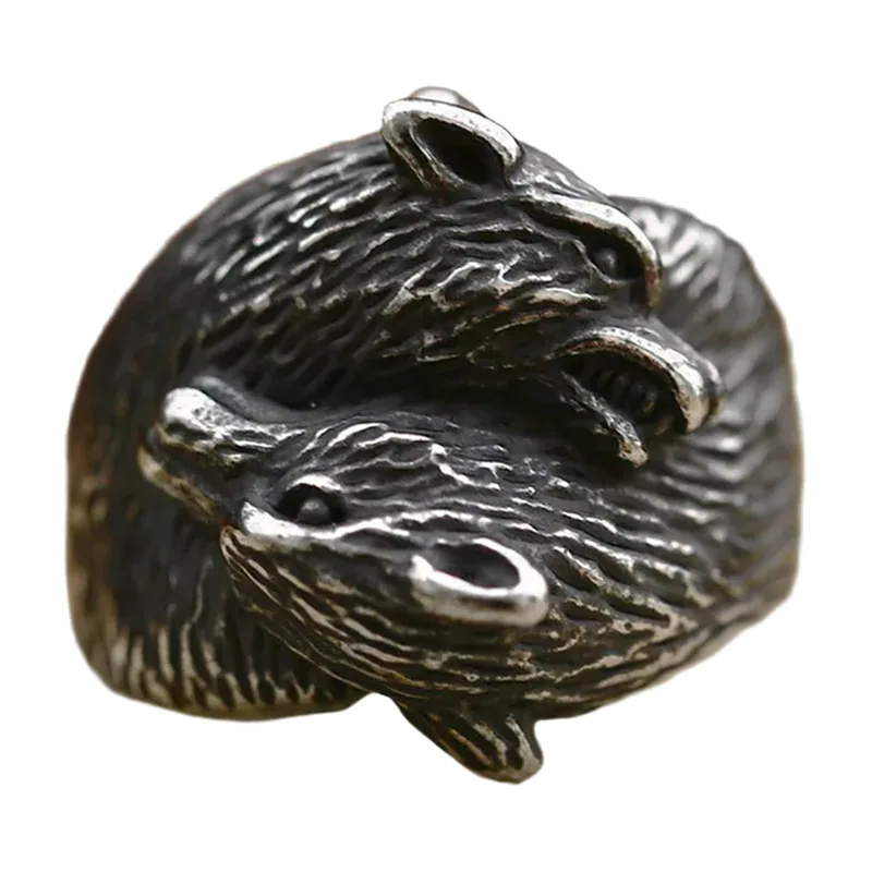 Wolf Head Ring in Nordic Viking Style, 316L Stainless Steel