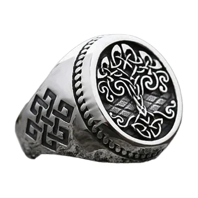 Yggdrasil Tree of Life Signet Ring, Stainless Steel
