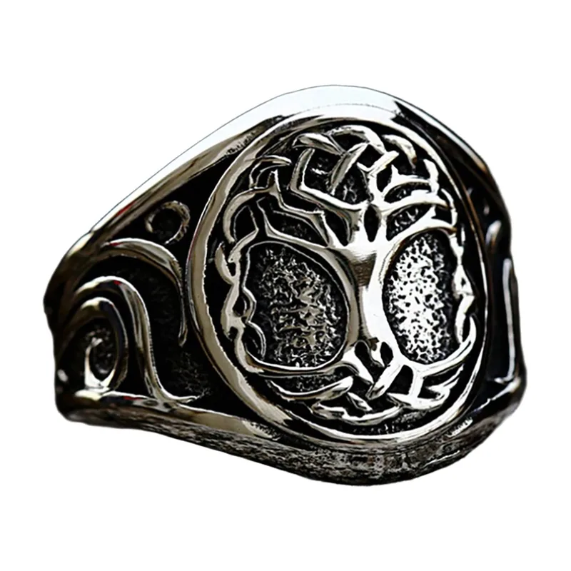 Yggdrasil Lebensbaum Ring, Nordische Mythologie, Edelstahl