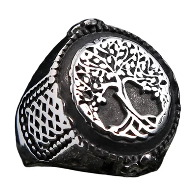 Yggdrasil Tree of Life Signet Ring, Stainless Steel