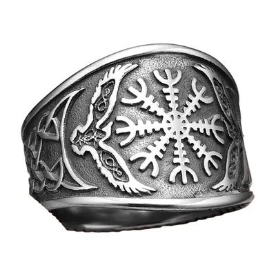 Anillo Vegvisir Brújula con Árbol de la Vida Yggdrasil, Acero Inoxidable