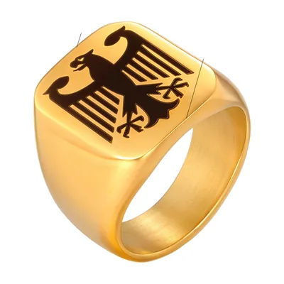 Anillo Sello Cuadrado con Motivo de Águila, Acero Inoxidable