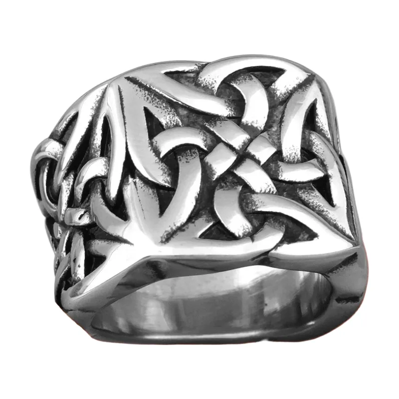 Anillo de Nudo Celta con Acabado Antiguo, Acero Inoxidable