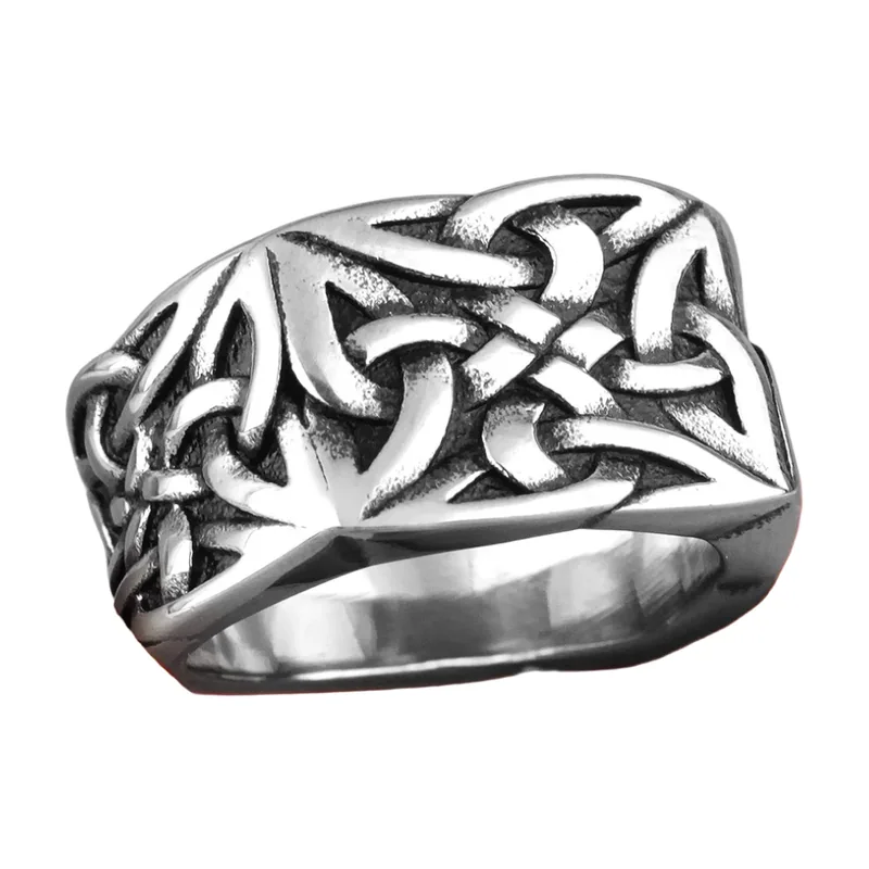 Keltischer Knoten Ring mit Wikinger-Motiv, Edelstahl