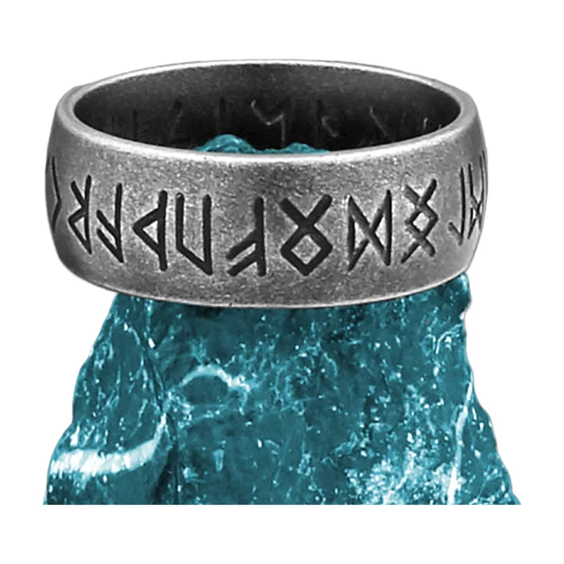 Wikinger Runenring für Herren, Edelstahl