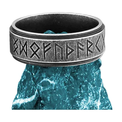 Anillo Vikingo con Runas Grabadas, Acero Inoxidable