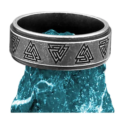 Anillo con Grabado Valknut, Acero Inoxidable
