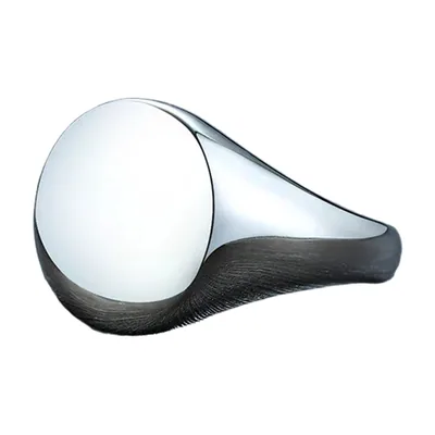 Bague Chevalière Ovale, Acier Inoxydable Poli