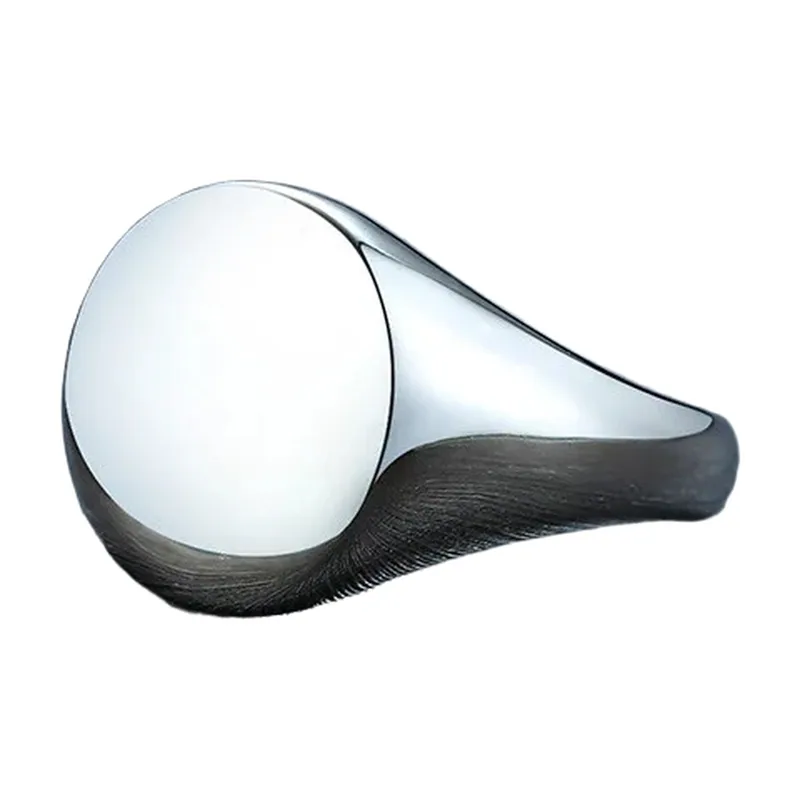 Oval Signet Ring, Polished Stainless Steel