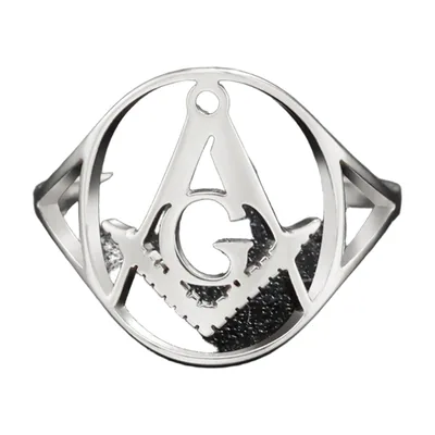 Anillo Sello Masónico de Escuadra y Compás, Acero Inoxidable 316L
