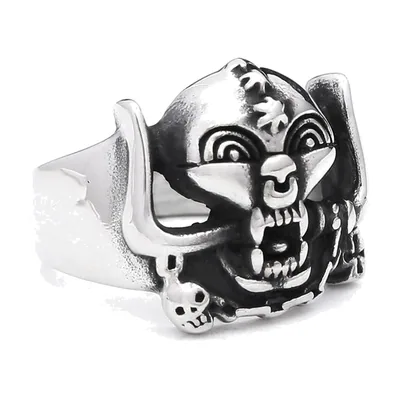 Gotischer Dämonen- und Totenkopf-Ring aus 316L Edelstahl