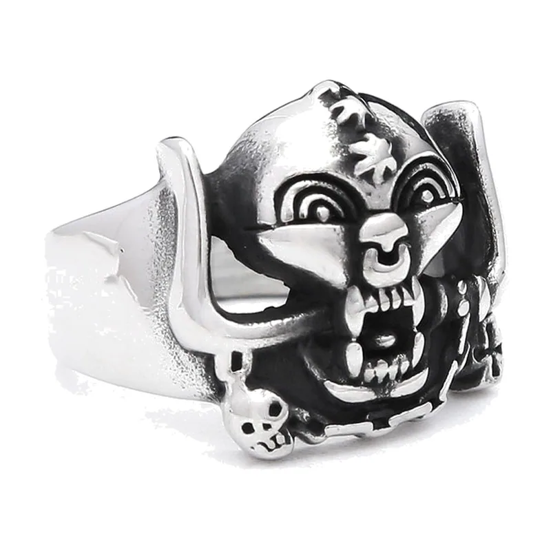 Gotischer Dämonen- und Totenkopf-Ring aus 316L Edelstahl