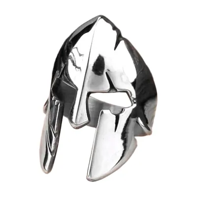 Anillo Statement de Casco Espartano, Acero Inoxidable 316L
