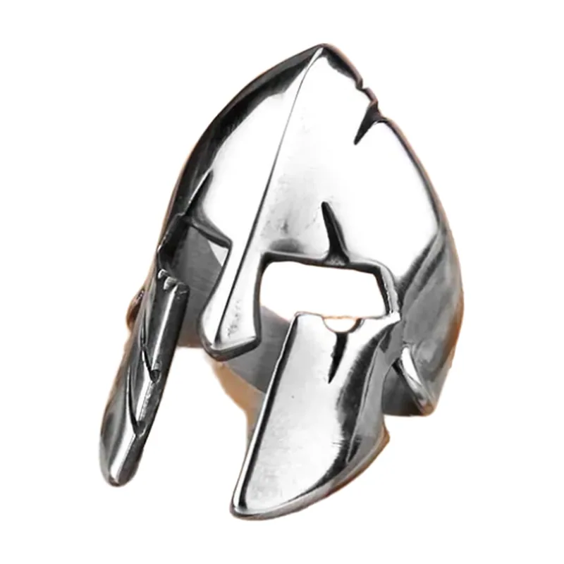 Anello Statement con Elmo Spartano in acciaio 316L