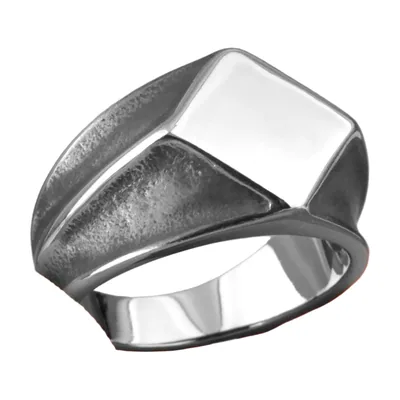 Anillo Sello Polígono, Banda Geométrica, Acero Inoxidable
