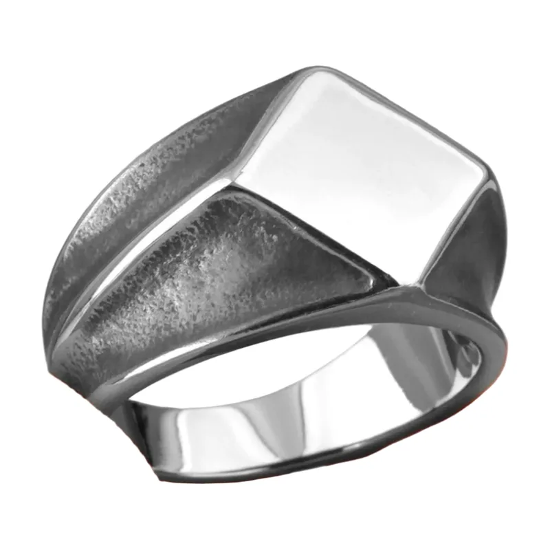 Herren Siegelring Polygon, Geometrisches Design, Edelstahl