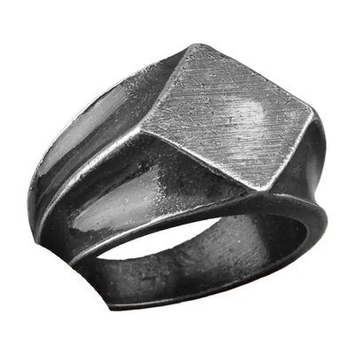 Anillo Sello Polígono, Banda Geométrica, Acero Inoxidable
