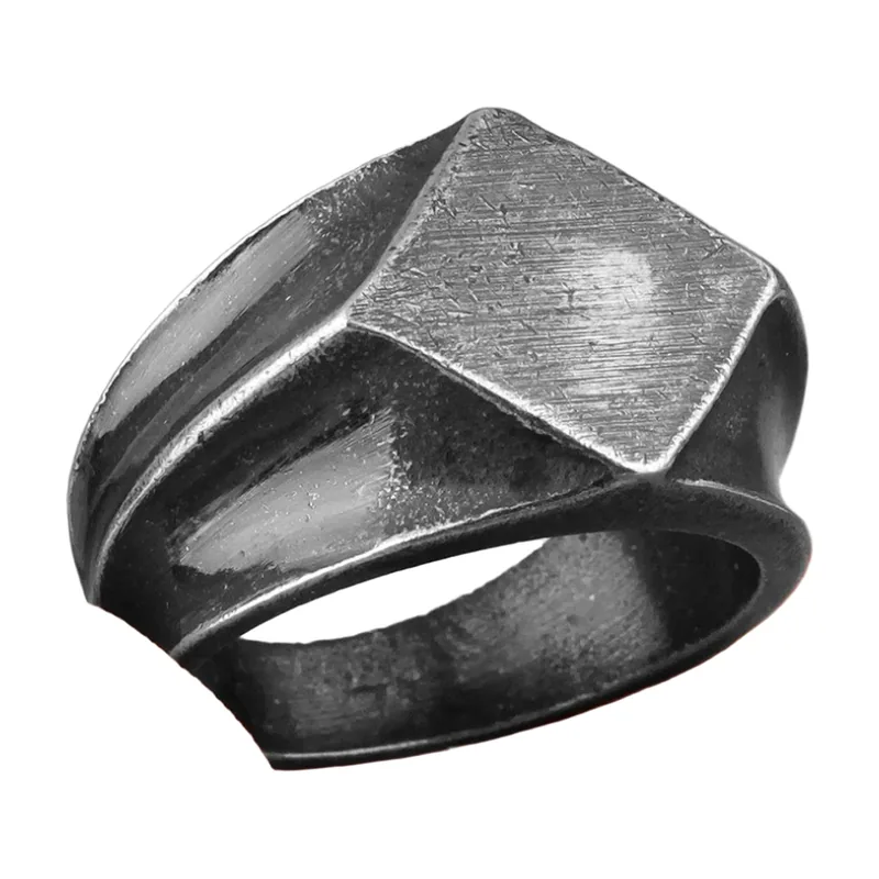 Bague Chevalière Polygone, Design Géométrique, Acier Inoxydable
