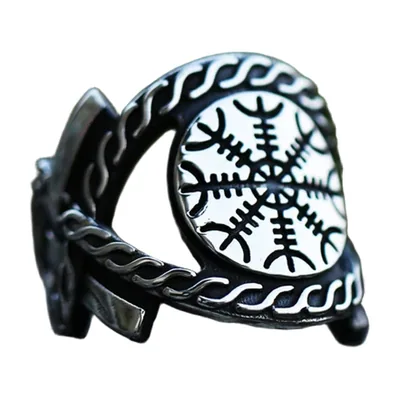 Anillo Vegvisir Brújula Nórdica, Acero Inoxidable 316L