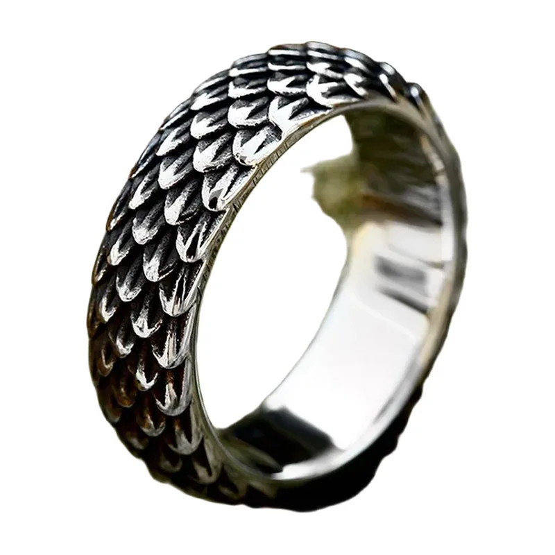 Anillo de Escamas de Dragón Vikingo, Acero Inoxidable 316L
