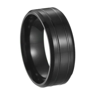 Anillo de Banda Ranurada, Acabado Mate 8mm, Acero Inoxidable