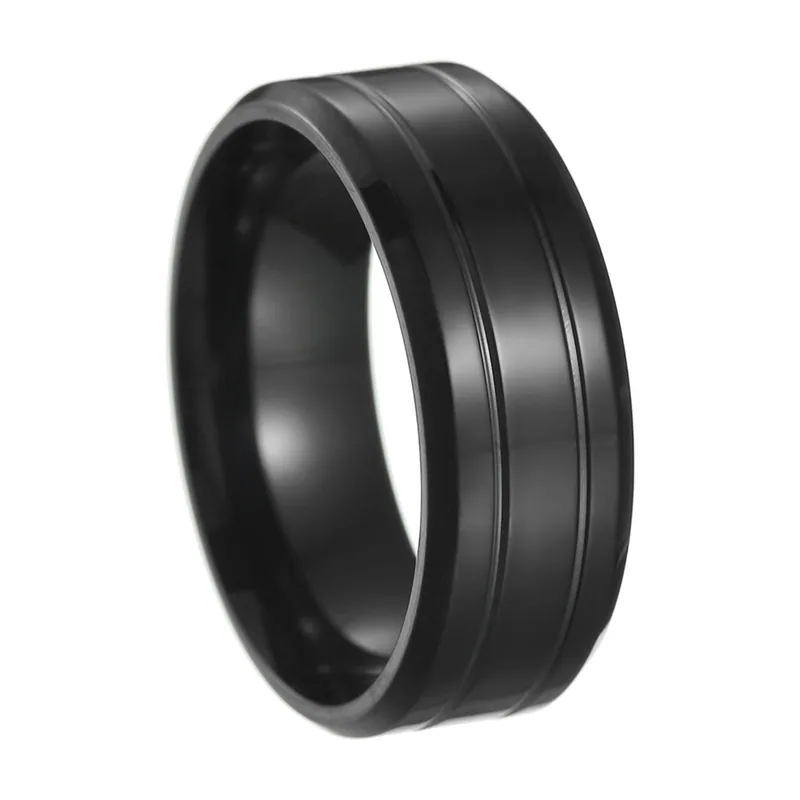 Anillo de Banda Ranurada, Acabado Mate 8mm, Acero Inoxidable