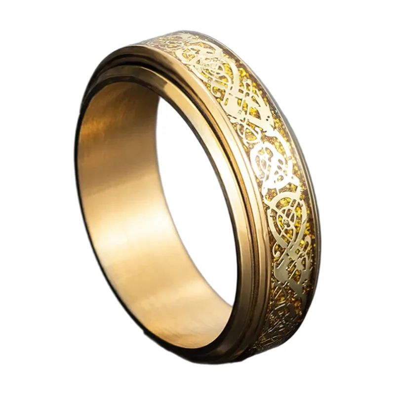 Keltischer Knoten Ring mit gelben Steinen, Edelstahl