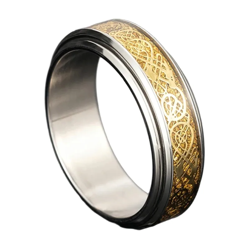 Nordic Rune Ring with Celtic Knot, Stainless Steel