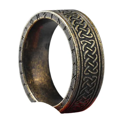 Wikinger Ring mit keltischem Knoten und Runen, Edelstahl