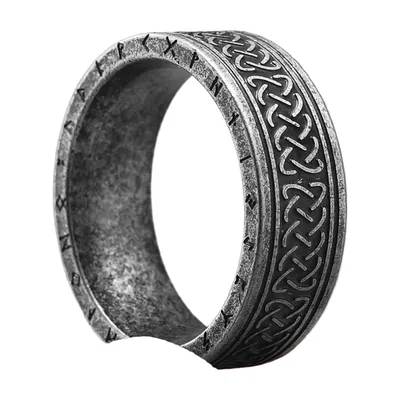 Wikinger-Runenring mit keltischem Knoten, Edelstahl