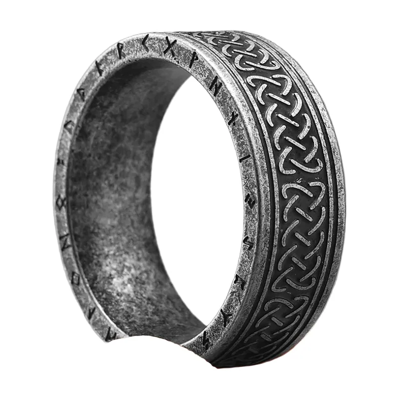 Bague Runes Viking et Nœud Celtique, Acier Inoxydable