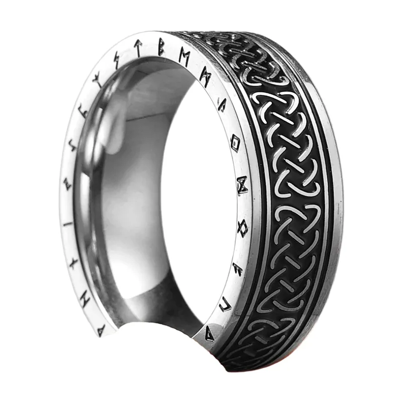Wikinger Runenring mit keltischem Knoten, Edelstahl 316L