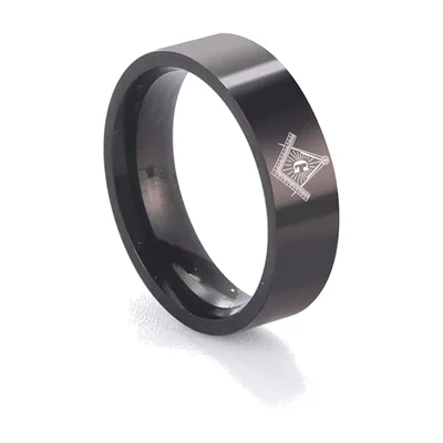 Anello Massonico con Squadra e Compasso, Acciaio Inossidabile