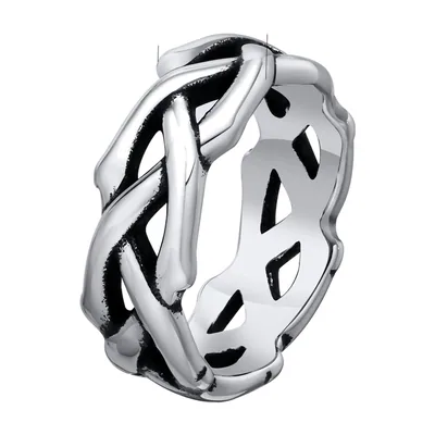 Anillo de Cadena Trenzada para Hombre, Acero Inoxidable