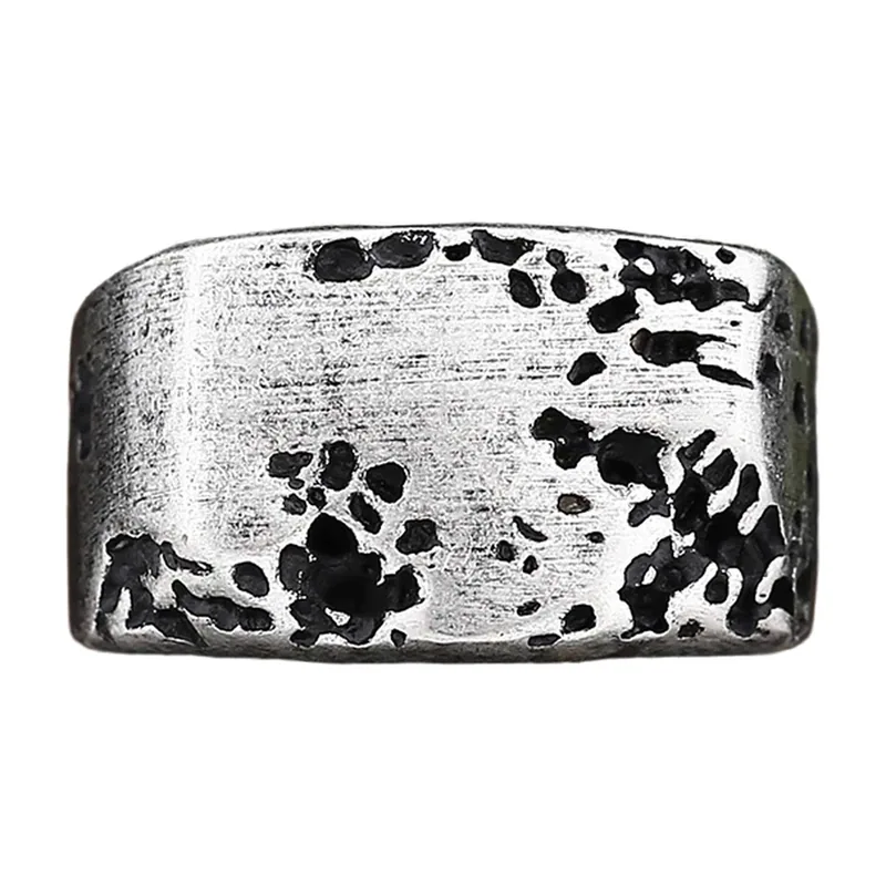 Vintage Rock Signet Ring with Rectangular Face, Stainless Steel