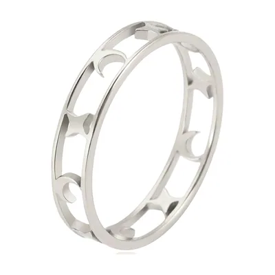 Anello con motivo Luna Crescente, Acciaio Inossidabile