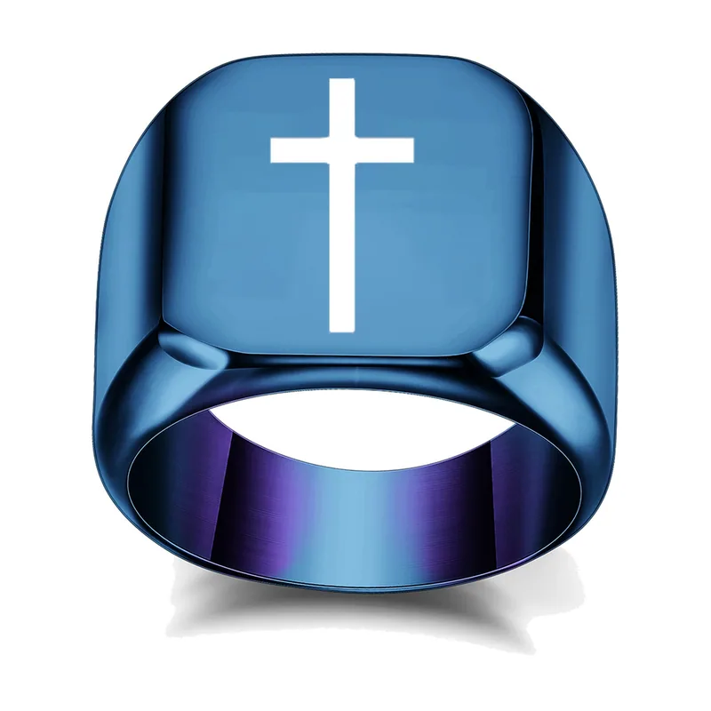 Herren Siegelring mit Kreuz-Motiv, 316L Edelstahl