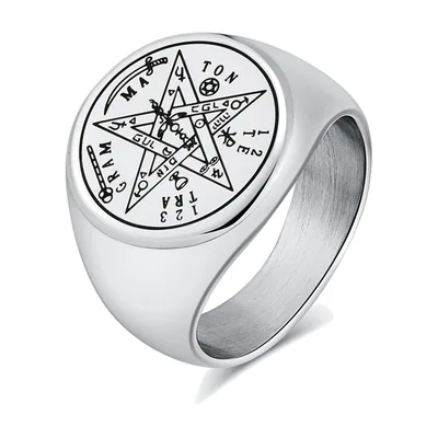 Herren Siegelring mit Tetragrammaton Pentagramm, Edelstahl