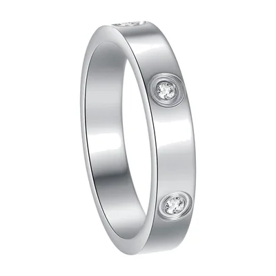 Bague Alliance avec Zirconia Clair, Acier Inoxydable