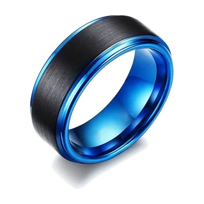 Anello a Fascia Spazzolata con Bordi Lucidi, Acciaio Inossidabile