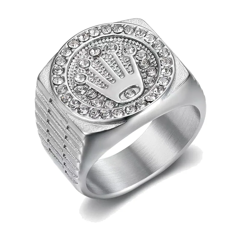 Chevalière à Couronne avec Zirconia, Acier Inoxydable 316L