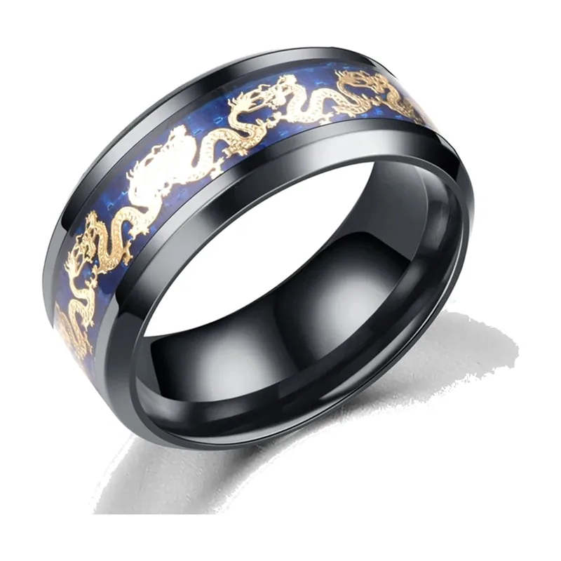 Herrenring mit Chinesischem Drachen-Motiv, Edelstahl