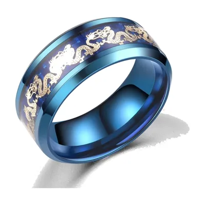 Drachen-Ring mit Carbon-Inlay aus Edelstahl für Herren