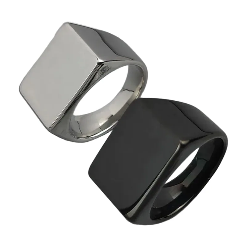 Anillo Sello Rectangular para Hombre, Acero Inoxidable