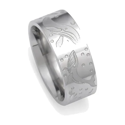 Herren Ring mit Wal-Motiv, polierter Edelstahl