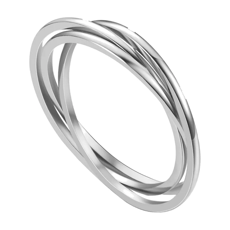 Bague à trois cercles entrelacés, Acier Inoxydable