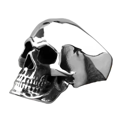 Totenkopf Statement-Ring aus poliertem 316L Edelstahl